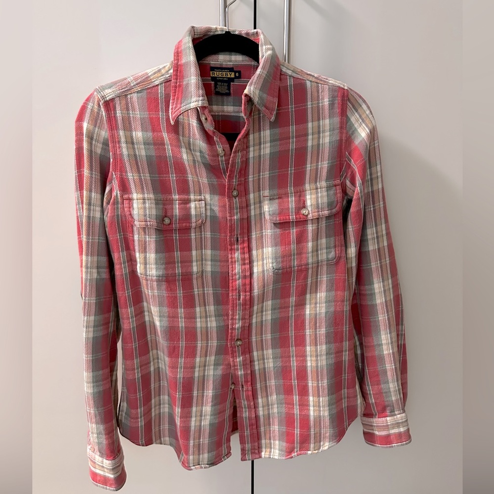 Rugby Ralph Lauren Shirt - Pink / Tan - Size S